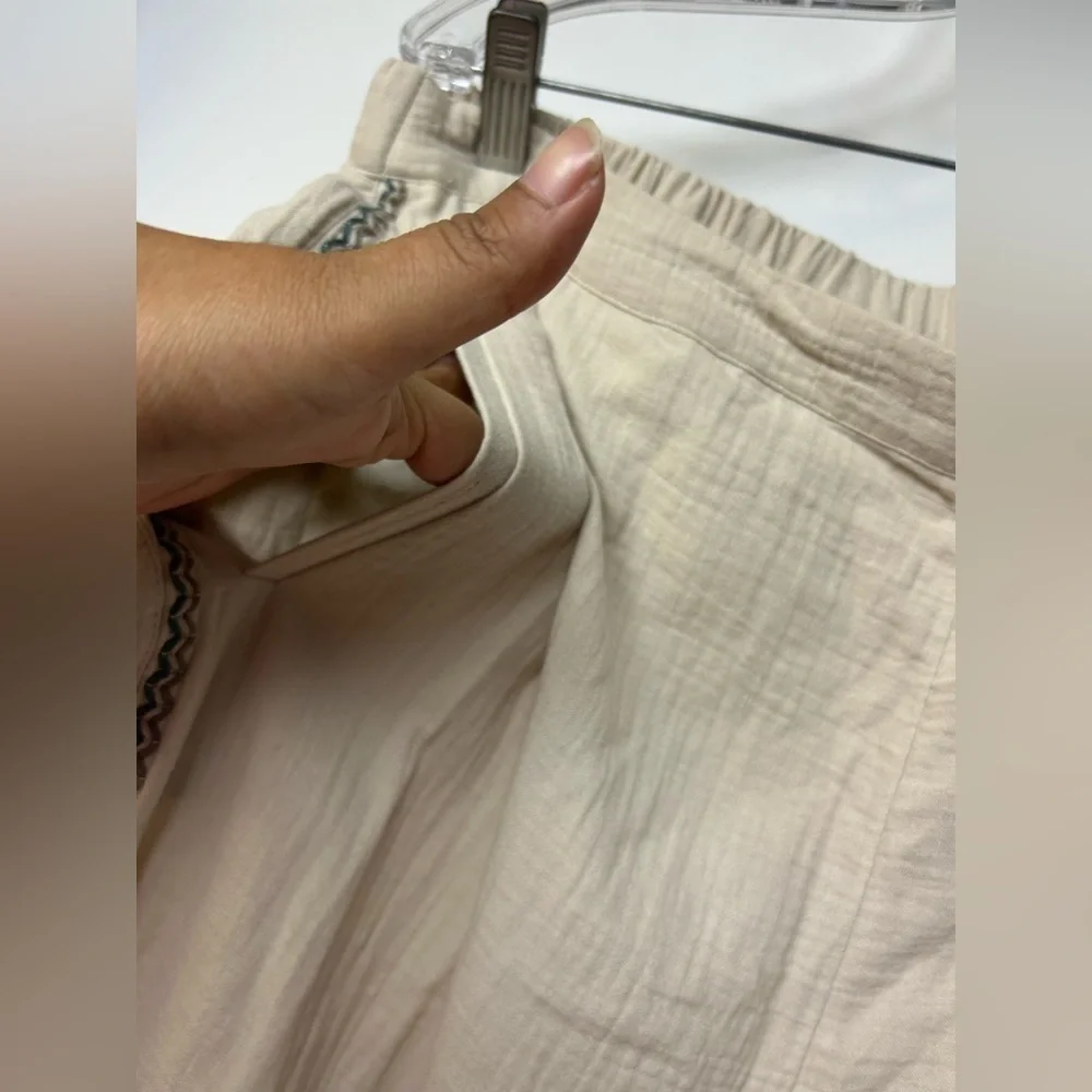 NWT SOFT SURROUNDINGS Lale Gauze pull on‎ tan/Brown Cotton pants Size L Neutral
